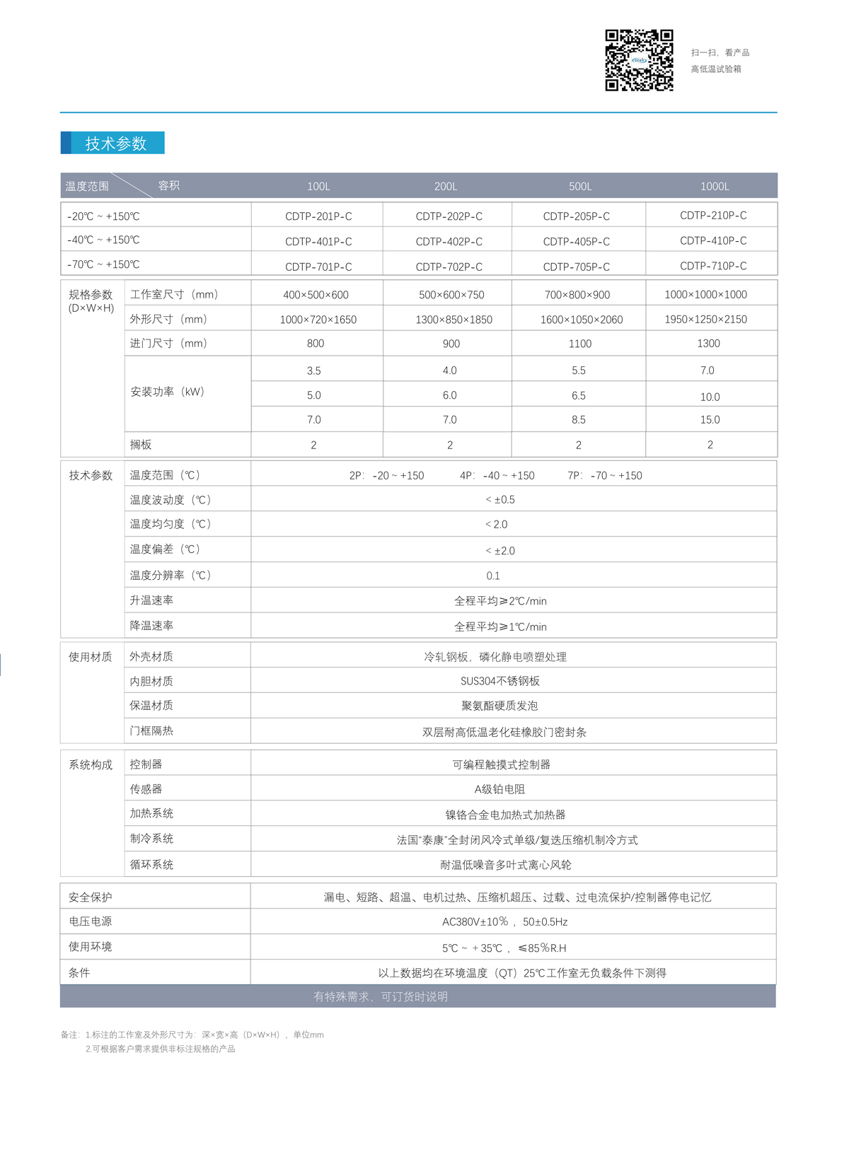高低溫試驗箱技術(shù)參數(shù)
